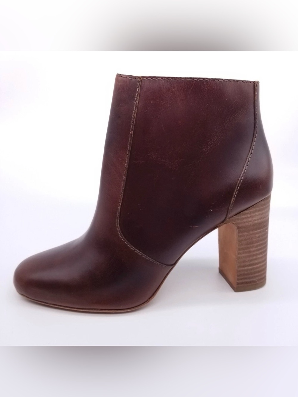Madewell Sutton Women's 5 Boots Brown Ankle Booties Leather Stacked Block Heel